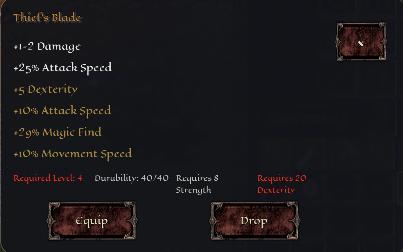 Unique items for all classes